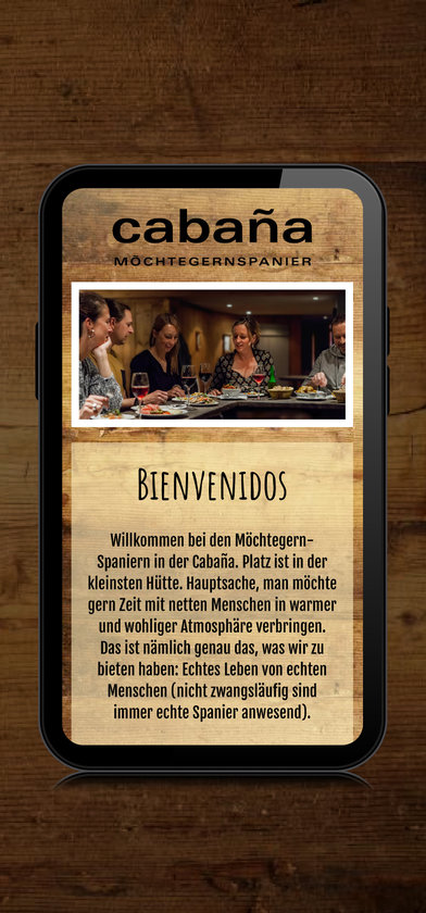 Cabaña Möchtegernspanier Website Smartphone-Ansicht