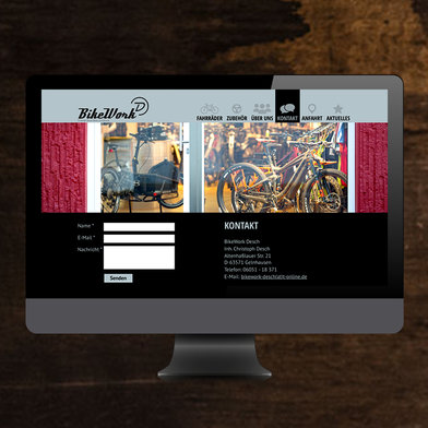 Bike Work Desch Website Kontakt Desktop-Ansicht
