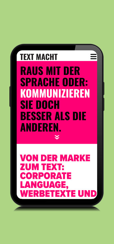 Text Macht Website Smartphone-Ansicht