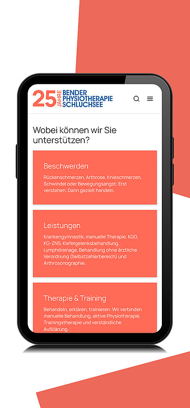 Bender Physiotherapie Schluchsee - Smartphone-Ansicht